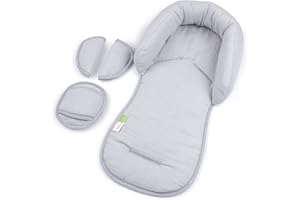 LIEBES VON PRIEBES PRIEBES EMIL Sitzverkleinerer mit Gurtpolster | Universal-Set mit Kopfschutz & Sitzverkleinerer & Gurtpolster für jede Babyschale | atmungsaktiv| Schonbezug 100% Baumwolle