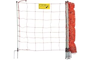 Horizont strongLine Clôture électrique pour moutons 90 cm de haut – Clôture de 50 m de long, 14 piquets en fibre de verre à double pointe – Clôture mobile pour moutons, chèvres et agneaux – Ensemble