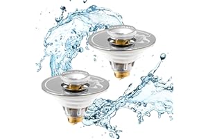 ‎MEDIASHOP Drain Magic - 2X Universal Waschbeckenstöpsel mit Abflusssieb - inkl. 3 Dichtungsringe - verhindert Verstopfungen & Tropfen - für Waschbecken, Spüle, Dusche & Badewanne - Abflusstopfen Waschbecken