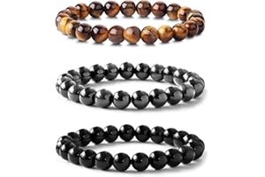 Adramata 3Pcs Bracelet Pierre Naturelle Lithotherapie 8mm - Élastique Empilable Pour Femmes Et Hommes