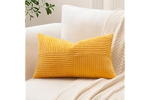 Sungeek 1 sztuka, sztruksowa poszewka na poduszkę, wzór w krzyże, w paski, na sofę, dekoracyjna, patchworkowa, do salonu, 40 x 60 cm, złotożółta