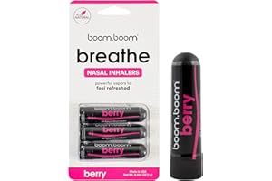 BoomBoom Aromatherapy Nasal Inhaler (Boosts Focus + Enhances Breathing) Provides Fresh Cooling Sensation with Essential Oils and Menthol Pack of 3 Berry Breeze