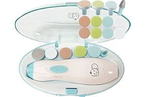 Baby Nagelknipser 20 in 1 von Royal Angels Baby | Sicherer elektrischer Baby Nagelschneider, Baby-Nagel-Dateikit, zusätzliche Ersatzköpfe, neugeborene Kleinkindzehen und Fingernägel (weißBlau)