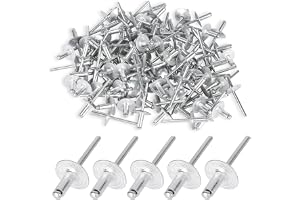 100 stycken blindnitar i aluminium med stort huvud, popnitar med stort huvud, 4,8 x 13 mm (16 mm huvud) nitar, nitar set för motorfordon, möbler, maskiner och apparater