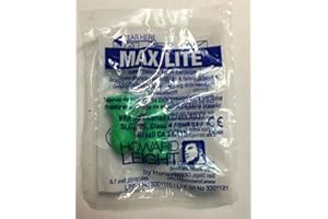 Howard Leight Max Lite, 25 pares, embalados por pares, verde, SNR 34 dB, protección auditiva, tapones para los oídos, tapones para los oídos, tapones para los oídos