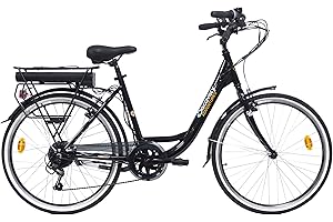 Denver Discovery E4000 E-Bike, City Bike mit 26 Zoll Rädern, Shimano 6-Gang-Schaltung für Damen, Schwarz