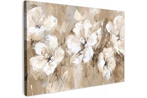 MuchoWow© Canvas Wall Art 47"x31" / 120x80 cm Decor Hanging Pictures for Living Room Canvus Artwork Deco Walls Flowers - Watercolor - Beige - Art