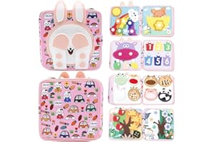 Tbintul Busy Board Montessori Libro Interattivo 1 Anno, Libro in Tessuto per Bambini, Montessori Silenzioso Libros con, Giocattolo a Partire da 2 3 4 5 6 Anni, Regalo per Ragazzi e Ragazze (Coniglio)