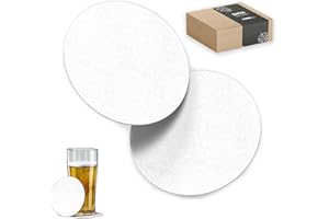 SHYAWORLD 400 Posavasos de Cartón Originales, Decorativos y Absorbentes para Bebidas y Líquidos. Portavasos para Mesa con Efectos de Acabado 10 x 10 cm y 1,4 mm Espesor. (Blanco Redondo, 400)