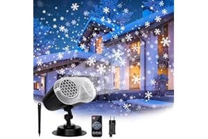 VIFLYKOO Proiettore Luci Natale, Proiettore di Fiocchi di Neve LED en Esterno Interno, Lampada per Proiettore IP65 Impermeabile con Telecomando Timer per la decorazione della festa, Natale, Halloween Giardino