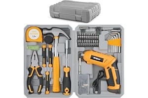 Hi-Spec Kit 42 pcs Tournevis Électrique USB 4V & Outils de Maison. Visseuse Sans Fil et Outils Manuels dans une Mallette Compacte