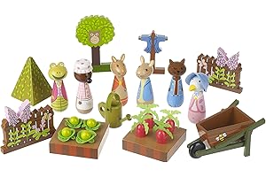 Peter Rabbit Toys - Peter Rabbit Figures, Wooden Small World Animals - Play Figure Playsets, Boys, Girls, Toddler Pretend Play - Official Licensed Beatrix Potter Peter Rabbit Gifts by Orange Tree Toys