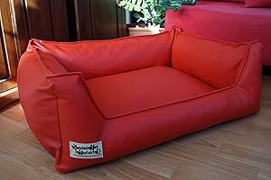 HUNDEBETTENMANUFAKTUR 105 cm X 80 cm Panier de Chien Similpelle Cuir synthétique Rouge