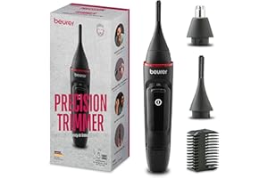 ‎BEURER Beurer MN3X Präzisionstrimmer, batteriebetriebene Haarschneidemaschine, 3 hochwertige Aufsätze, Trimmer zum Formen und Trimmen von Nasen-, Ohren- & Augenbrauenhaaren, wasserdicht