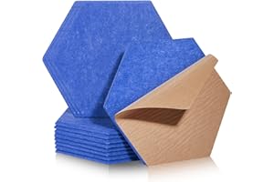PAAUZOENG Insonorizacion Acustica Pared hexagonales autoadhesivos 12 piezas I Aislamiento acústico de alta densidad para paredes techos madera y puertas - Placas Aislamiento Acustico, 30x26x0,9cm，azul