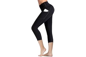 IUGA Capri Leggings with Pockets High Waist Cropped Trousers Yoga Pants for Women Running Active 3/4 Length Leggings for Workout Exercise & Fitness