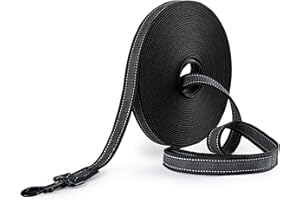 Toozey Dog Training Leads with Anti-Slip Rubbers and Reflective Stips, 5m 10m 15m 20m Soft and Strong Nylon Long Line Dog Lead for Small Medium Large Dogs, 15m x 2.5cm