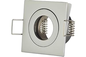 TRANO Einbaustrahler Rahmen Silber eckig IP-44 für Bad und Außen-Bereich - Einbaurahmen für GU11 MR11 Leuchtmittel 35mm - 40mm Bohrloch Badezimmer Einbau-Spot Strahler Einbauleuchte