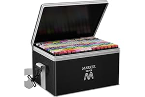 ‎AOMEES AOMEES Filzstifte 180+4 Farben Marker, Alkohol Permanenter Marker Set,Graffiti Stifte Fettige Marker Schnell Trocknende, Twin Tip Marker Stifte Set für Manga, Malerei, Zeichnung