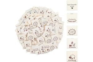 DSLSQD 100Pcs Handmade Label Zum Annähen Etiketten Kleideretiketten Personalisierte Nähetiketten Handgefertigte Label Handmade für Textiletiketten Nähen DIY Deko Nähen, Kunsthandwerk, Stricken