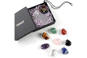 Yunoun Natural Chakra Stone for Crystal Healing Kits ，Reiki Healing Crystal Chakra Stones（Smooth * 8pcs+1pcs）