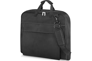 MISSLO Suit Bag Cover for Men Travel with Shoulder Strap, 42" Waterproof Suit Carrier for Women, Carry On Garment Bags 2 in 1 with laptop pockets Hanging Clothes Cover for Business Trip, Black