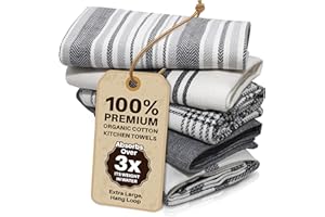 LinenWeave Confezione da 5 strofinacci cucina cotone-100% Cotone 45 x 70 cm -strofinacci cucina Super Assorbente- canovacci cucina cotone Lavabili in Lavatrice-Strofinacci per Cucina