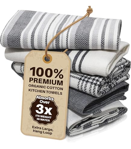Kitchen Craft Set Di 2 Strofinacci In Cotone Jacquard, Grigio/Bianco, 70 X 47 Cm, Lavabili In Lavatrice, Garanzia 12 Mesi