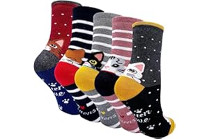 PUTUO Chaussettes Hiver Chaude pour Femme: Chaussette Thermique en Coton Femme Chaussettes Fantaisie Épaisse Polaires 5 paires