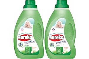 Eureka Sensitive Baby Laundry Detergent – 2 x 1L (2L) – Hypoallergenic, Gentle Liquid for Baby Clothes, 100% Olive Oil Soap & Organic Chamomile – Fragrance-Free, Dermatologically Tested