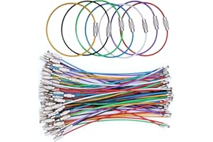 AIMEKE 70 sztuk breloczków do kluczy ze stali nierdzewnej, kółka na klucze, linka druciana, wielofunkcyjne kółka na klucze z zamknięciem obrotowym, do breloczków bagażowych, identyfikatorów, latarek