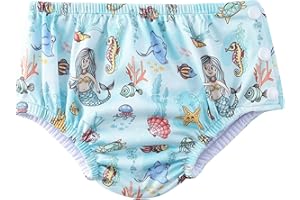 DICACA NATURE - Costume da bagno per neonati e bambini piccoli 0-4 anni - riutilizzabile ed ecologico - Massima protezione anti-perdite - ideale per piscina e spiaggia. (L, Sirenetta)