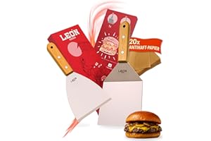 LEÓN Goods® : Lot de 2 spatules pour barbecue avec manche en bois de hêtre [acier inoxydable] Plancha et plaques de cuisson Accessoires pour barbecue Teppanyaki Accessoires de barbecue pour