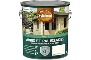 Xyladecor - Lasure Protectrice pour Bois Extérieur - Abris, Palissades, Bois de jardin - Couleur : Mat Blanc Opaque - Quantité : 5L, 5324239