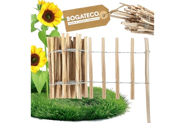 BOGATECO Piquet Clôture en Noisetier Bois | 500 cm de Long et 50 cm de Hauteur | Distance Entre Lattes 4-5 CM | Idéal comme Une Clôture de Jardin | Peut être Utilisé comme de Support pour Les Vignes