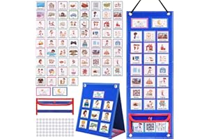 PAMIYO Visual Schedule, Visual Timetable for Autistic Children, Daily Routine Chart Calendar Learning Aids Tool for Kid Autism ASD, Home School, Speech and Language