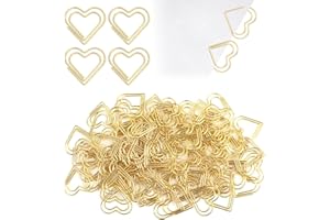 TIKPLUS 100 Stück Büroklammern Herz Gold, Büroklammern Motiv, Klein Büroklammer Herz, Büroklammer Set für Büro,Schule,Klassenzimmer, Aktenklammer - Herz