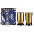 INDIAN ART VILLA Pure Brass Matt Finish Glass/Tumbler with Black Bottom, Serveware & Drinkware, Ayurveda Healing, Volume-300 ML, 1 Piece
