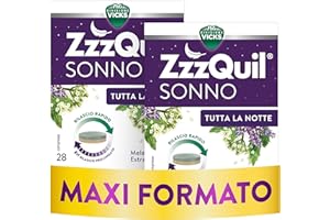 PROCTER & GAMBLE ZzzQuil Tutta La Notte Integratore Per il Sonno, Melatonina con Valeriana, Melissa e Vitamina B6, con rilascio prolungato di melatonina ed estratti botanici per 8 ore, 28 x 2 Compresse