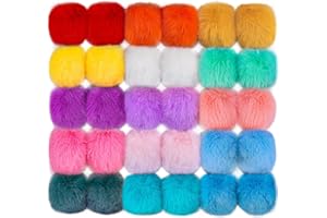 BQTQ 30 Piezas Pompones para Bolsos Pompones Artificial Piel Bola de Conejo de Pompones para Gorro Llavero Bufanda Guante Bolso, 15 Color