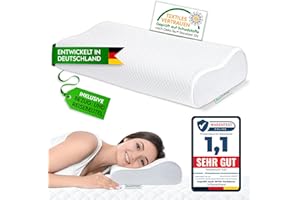 ‎ECOSCHLAF EcoSchlaf® Orthopädisches Kissen Premium Nackenstützkissen – Zertifiziert – Seitenschläferkissen Nackenkissen aus Soft Memory Foam – Ergonomisches Kopfkissen – Nackenschmerzen Höhenverstellbar (2025)