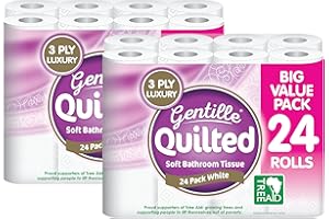 Gentille Quilted Bathroom Tissue Rolls | Luxury 3-Ply Toilet Paper Soft, Strong & Sustainable | UK Made (48)