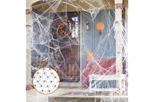 AHYDFSR Ragnatela Halloween, 400 g di Cotone Ragno + 80 Finti Ragni Decorazione di Halloween Spider Cotton Set, Ragnatele Estensibili, Decorazione da tavola per Feste Horror di Halloween