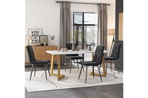 Oslghy Juego de Comedor Mesa y 4 Sillas, Juego de Mesa y Sillas Comedor 5 Piezas, 117x68x75 cm Rectangular Moderna Dining Table and Chair Set, Terciopelo Silla de Cocina (Gris+Dorado)