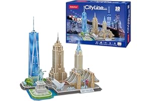 PARTY TOWN Puzzle 3d - New York Cityline | Szablony Do Budowania | Puzzle 3d Dla Dzieci I Puzzle 3d Dorosłych | Prezent Dziecka 8 Lat | Gry Dla Dzieci | 123 Sztuk
