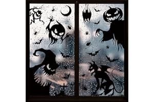Svanco Grande Pegatinas de Ventana de Halloween Doble Cara Estáticas PVC Calcomanías para Halloween Fiesta Pegatinas Decoración de Monstruos Gigantes Murciélago Pegatinas de Cristal para Tienda