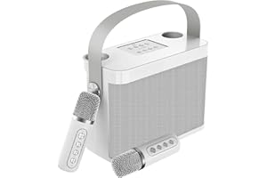 MUMUWIND Canta tu karaoke, Karaoke Professionale Completo con 2 Microfono Wireless, Cassa Karaoke con Supporto per Cellulare/USB/scheda TF/AUX, Karaoke con Microfono per Bambini, Riunioni, Picnic