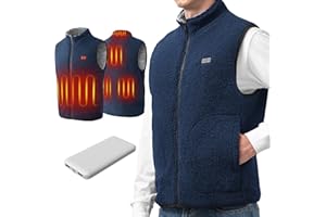 LABCOOL Gilet Chauffant Homme Femme - Veste Chauffante en Polaire avec Chauffage 6 Zones et 3 Niveaux - Alimentation USB avec Powerbank 10000mAh - Lavable en Machine