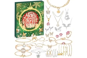 IMNBEST Calendrier de l'Avent Bijoux Femmes 2025 - Calendrier de Noël Filles, 24 surprises Bracelet Collier Bague Boucles d'oreilles, Calendrier à rebours, Cadeau de Noël pour Femmes Adolescentes (vert)