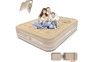 IEEILULU Materasso Gonfiabile, Portatile Letto Gonfiabile con Pompa Elettrica Integrata, Funzione Luce Notturna e Cuscino, Ideale per Campeggio o uso Domestico (Doppio)